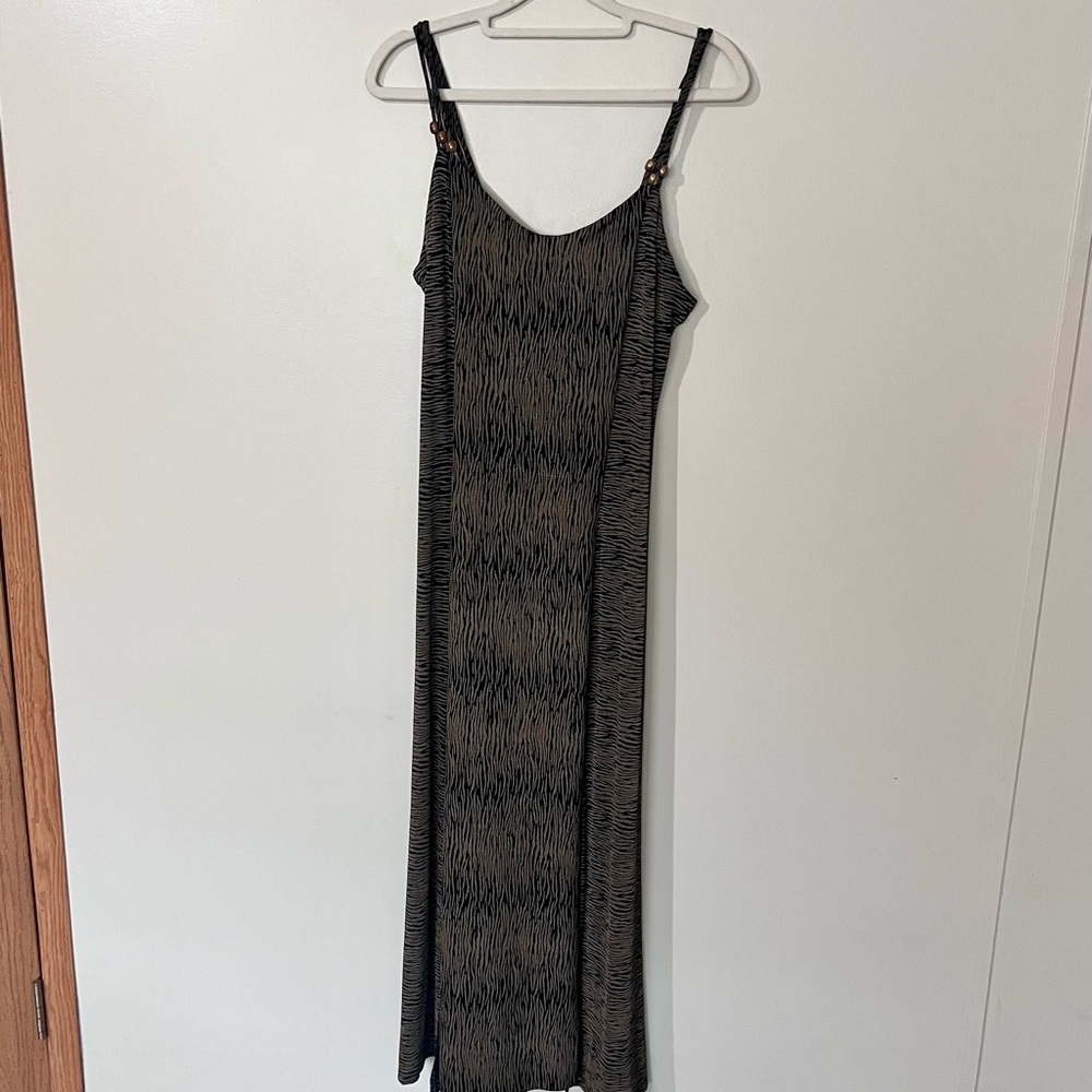 Empire USA Womens Zebra Print Maxi Dress Coverup Beaded Resort Beach Swim Medium